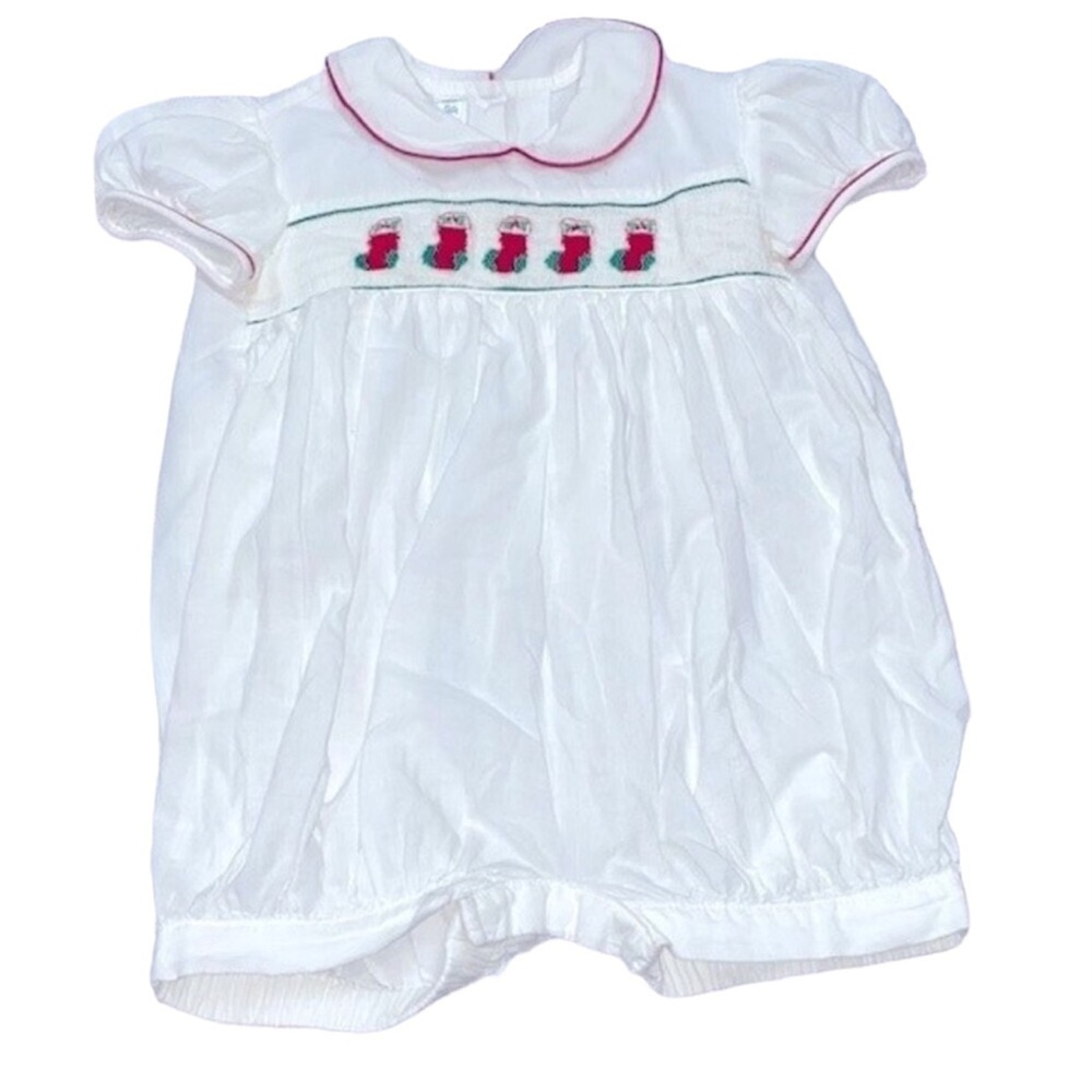 Fancy Threads by Maria Elena Christmas smocked jumpsuit size 12 months